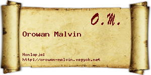 Orowan Malvin névjegykártya